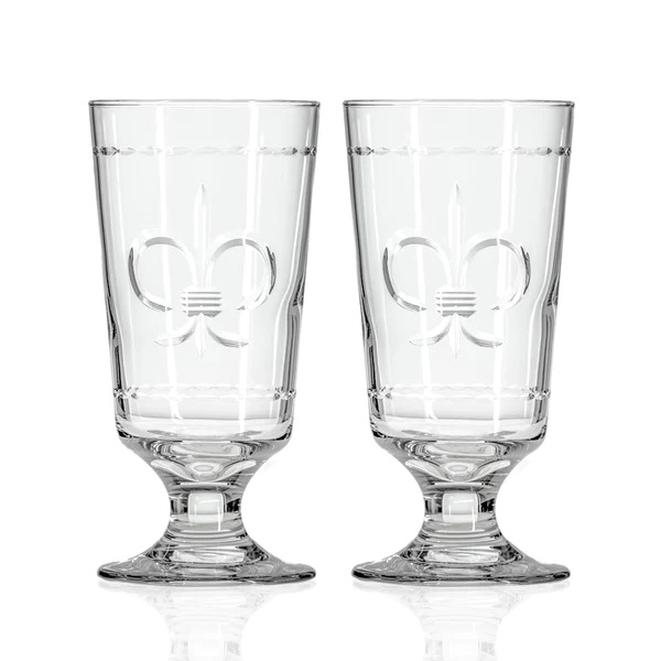 Rolf CUT FLEUR DE LIS 10OZ Footed Cocktail Highball Glass