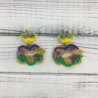 Beaded New Orleans Mardi Gras King Cake Earrings