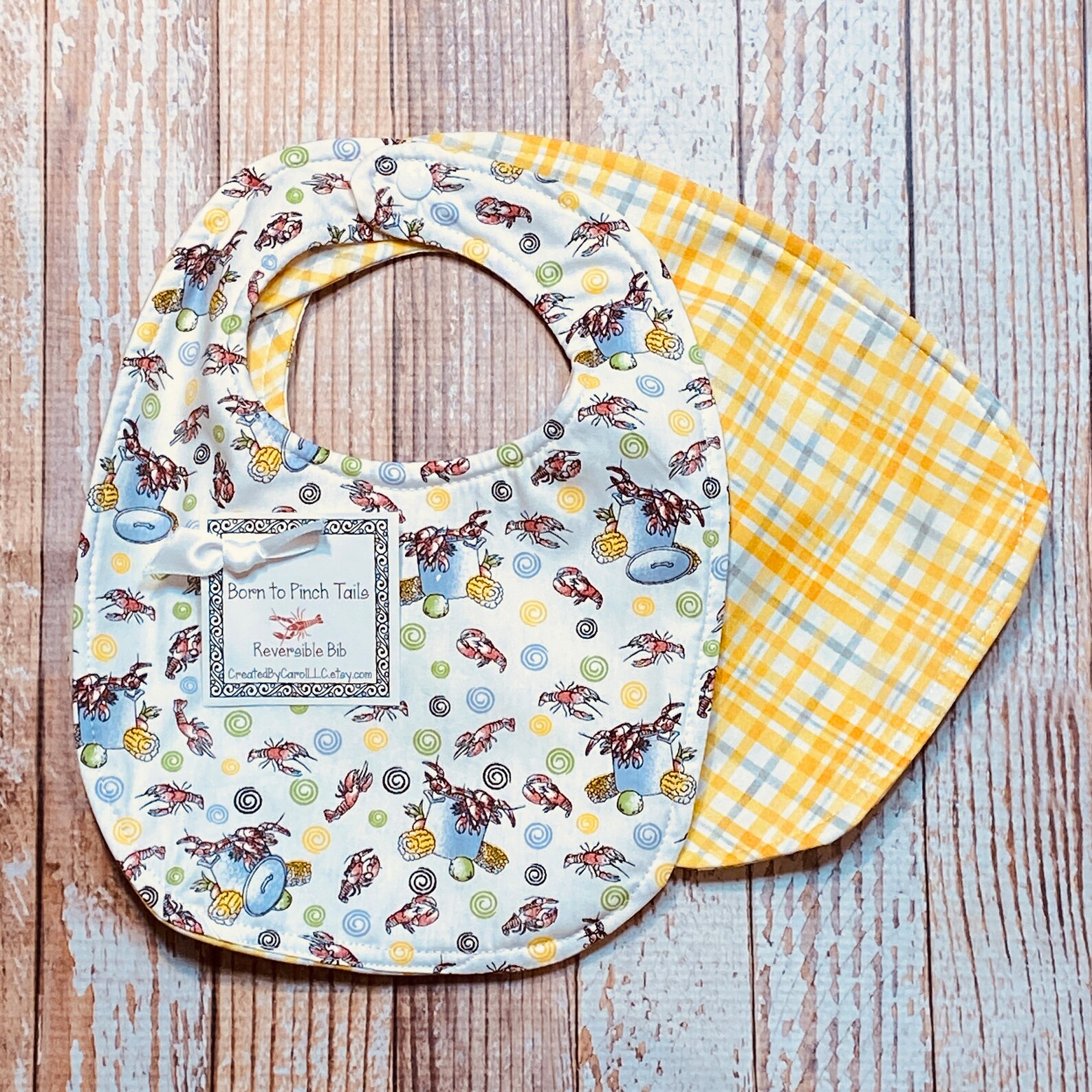 Born to PINCH TAILS Crawfish Baby Bib - Image 4