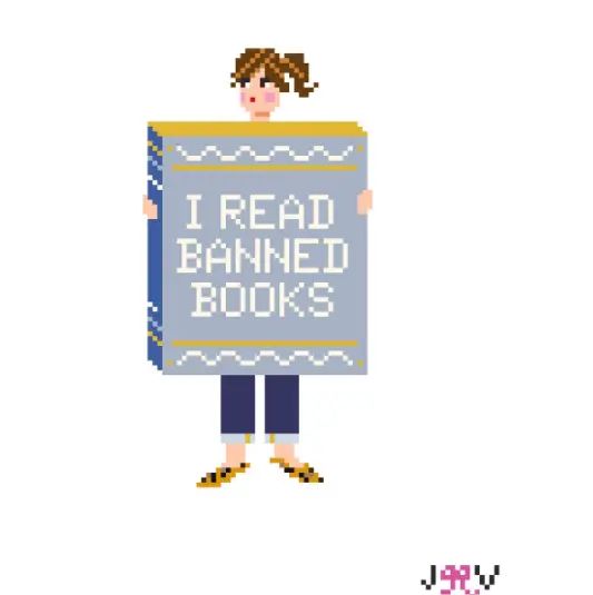 I Read Banned Books Girl Needlepoint Canvas