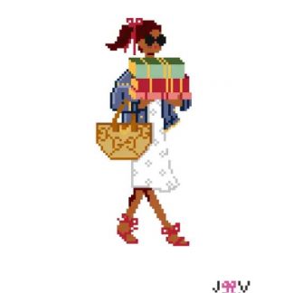 Book Store Girl Dark Needlepoint Canvas