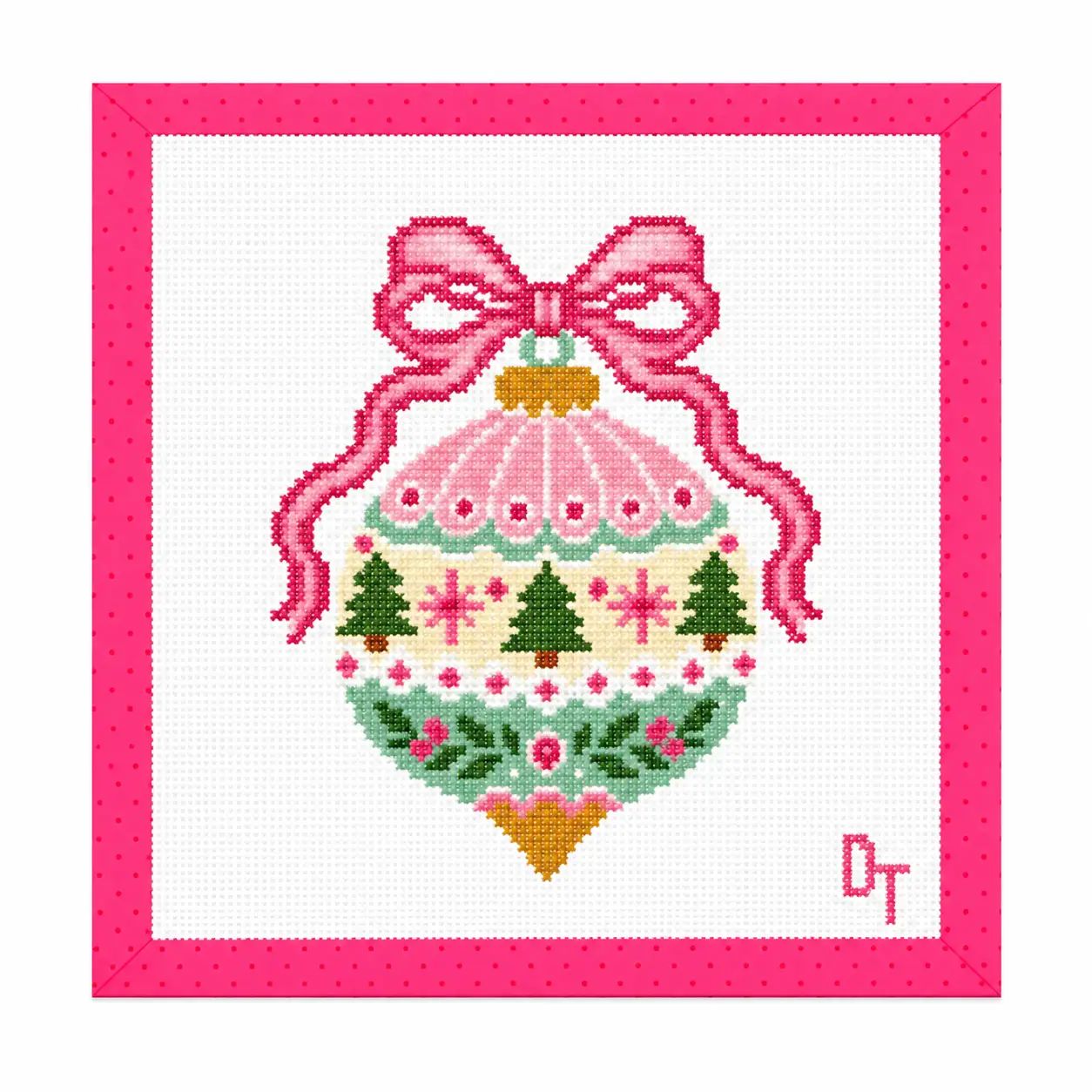 Pretty in Pink Ornament Needlepoint Canvas