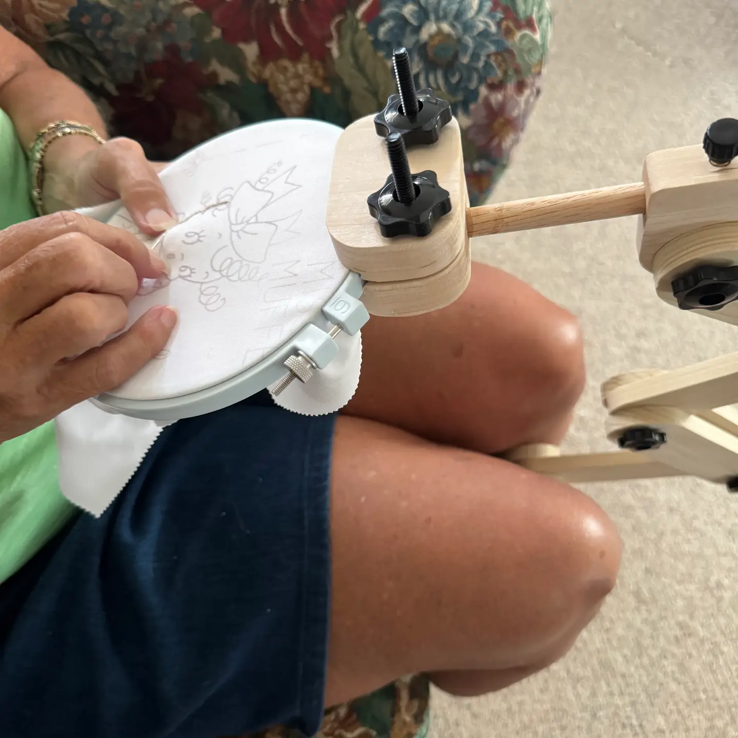 Handmade Adjustable Lap Embroidery Stand, Solid Wood