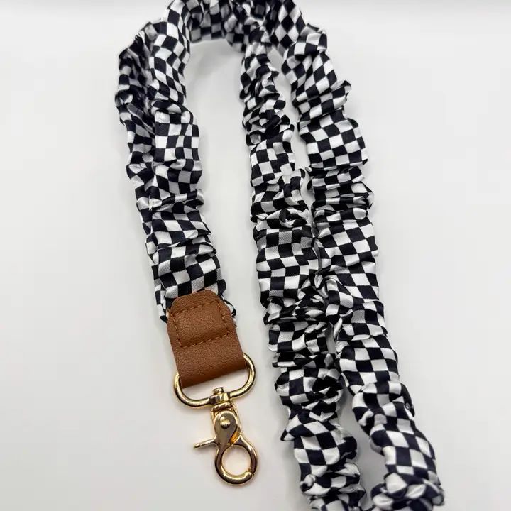Black Checkered Scrunchie Lanyard